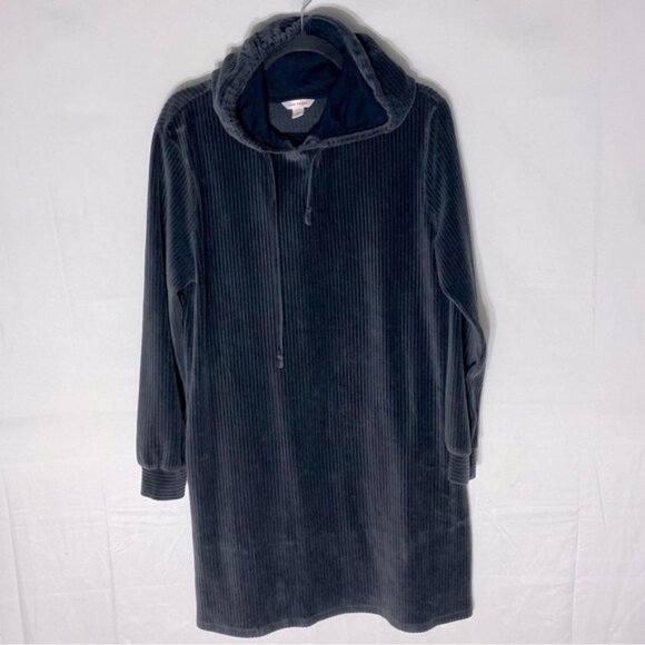 Joe Fresh Dark Grey Corduroy Cozy Oversized Hoodie Dress Tunic L - Picture 15 of 15